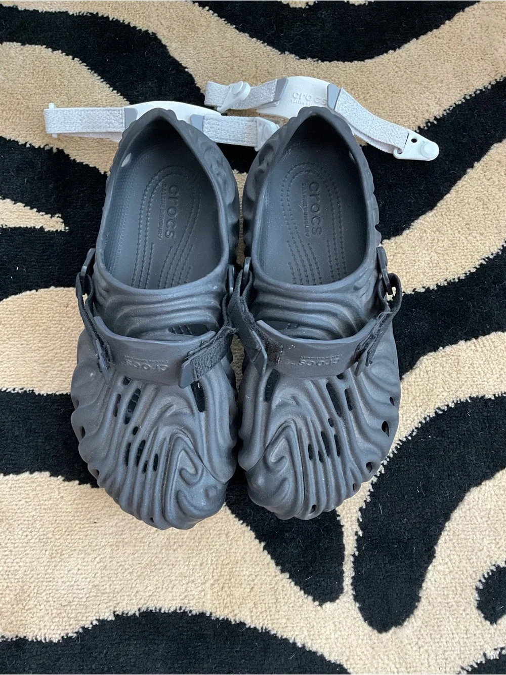 CROCS Men's Black Sculpted Clog with White Removable Straps